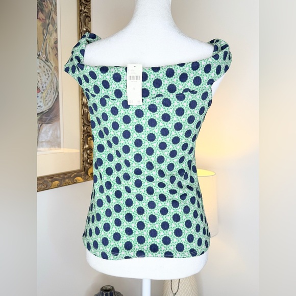 Maeve Anthropologie Green Navy Dot Twist Strap Tank Top Size M NWT - Picture 7 of 12